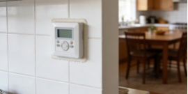 Are there height requirements for installing underfloor heating control boxes?