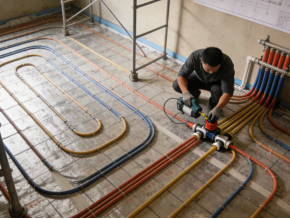 How does underfloor heating regulate temperature in different rooms?