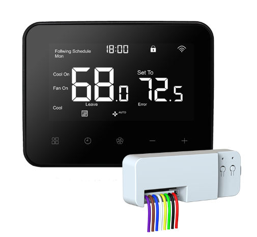 How can a heat pump PTAC thermostat achieve centralized management of multiple rooms?